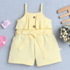 Girls 100% Cotton Frill Detailing Jumpsuit - Yellow