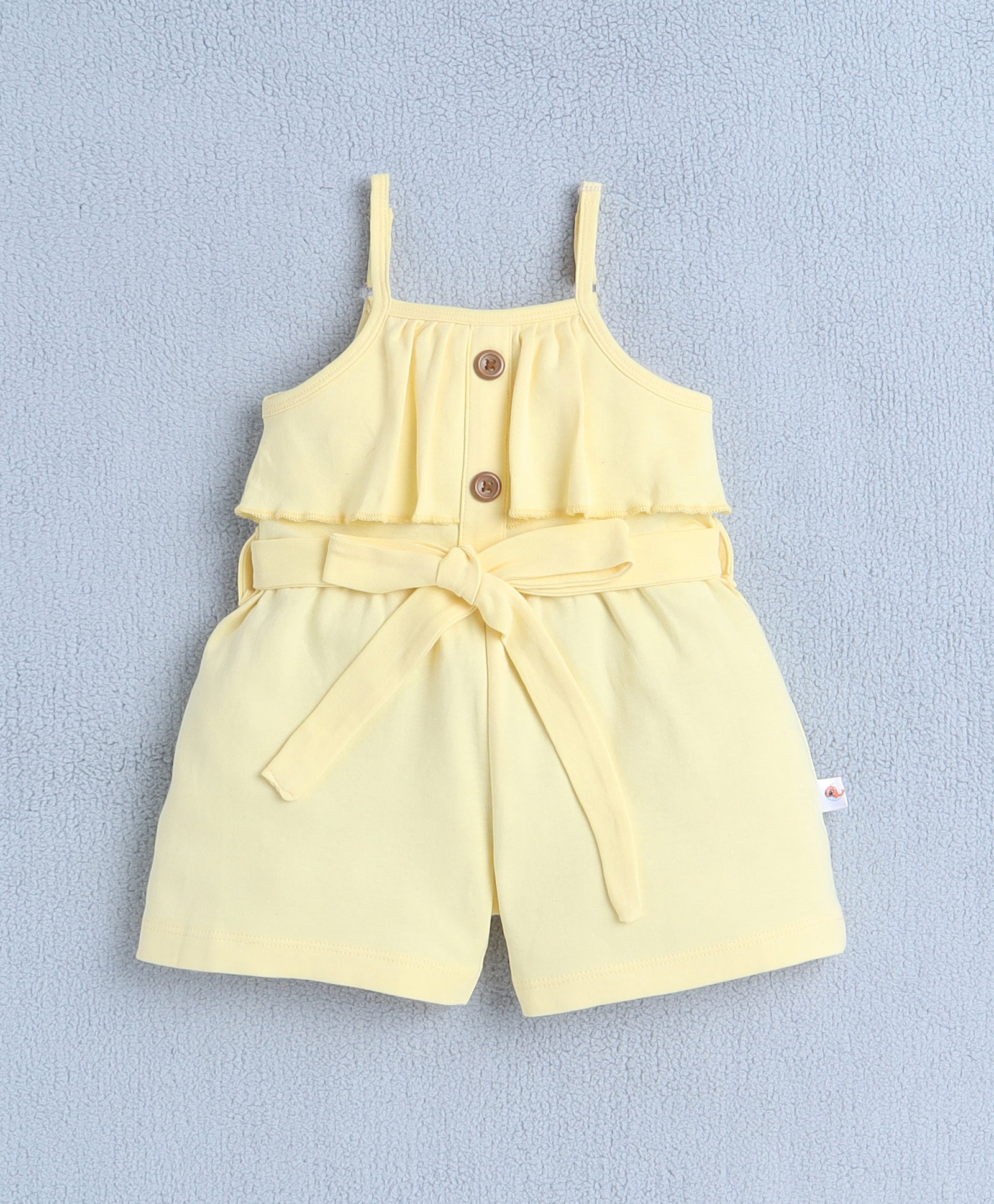 Girls 100% Cotton Frill Detailing Jumpsuit - Yellow