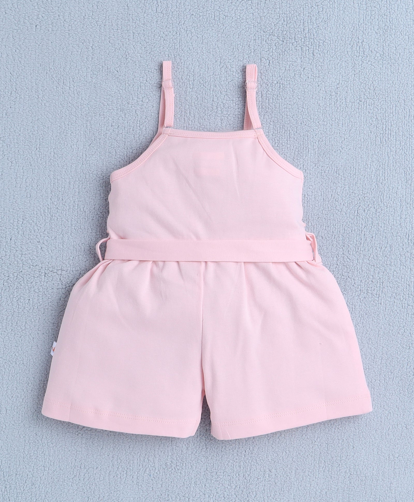 Girls 100% Cotton Frill Detailing Jumpsuit - Baby Pink