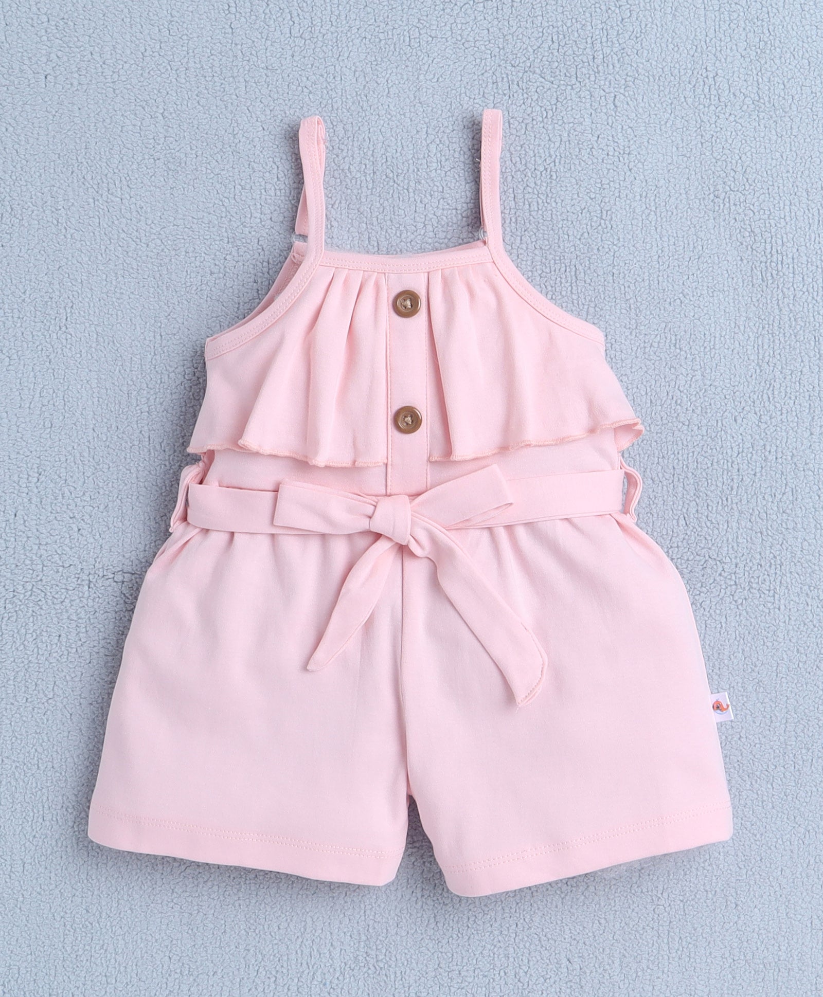 Girls 100% Cotton Frill Detailing Jumpsuit - Baby Pink
