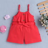 Girls 100% Cotton Frill Detailing Jumpsuit - Red