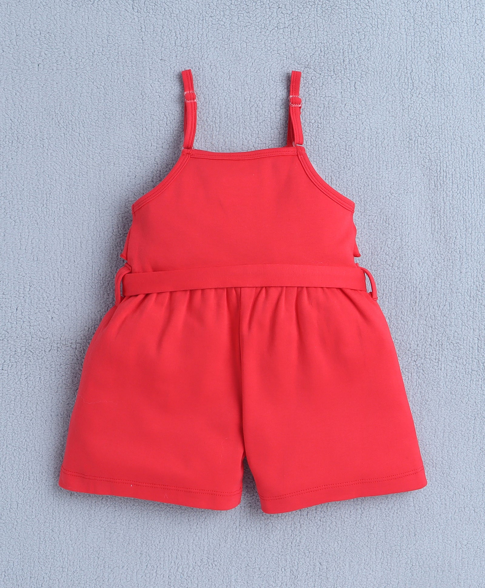 Girls 100% Cotton Frill Detailing Jumpsuit - Red