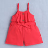 Girls 100% Cotton Frill Detailing Jumpsuit - Red