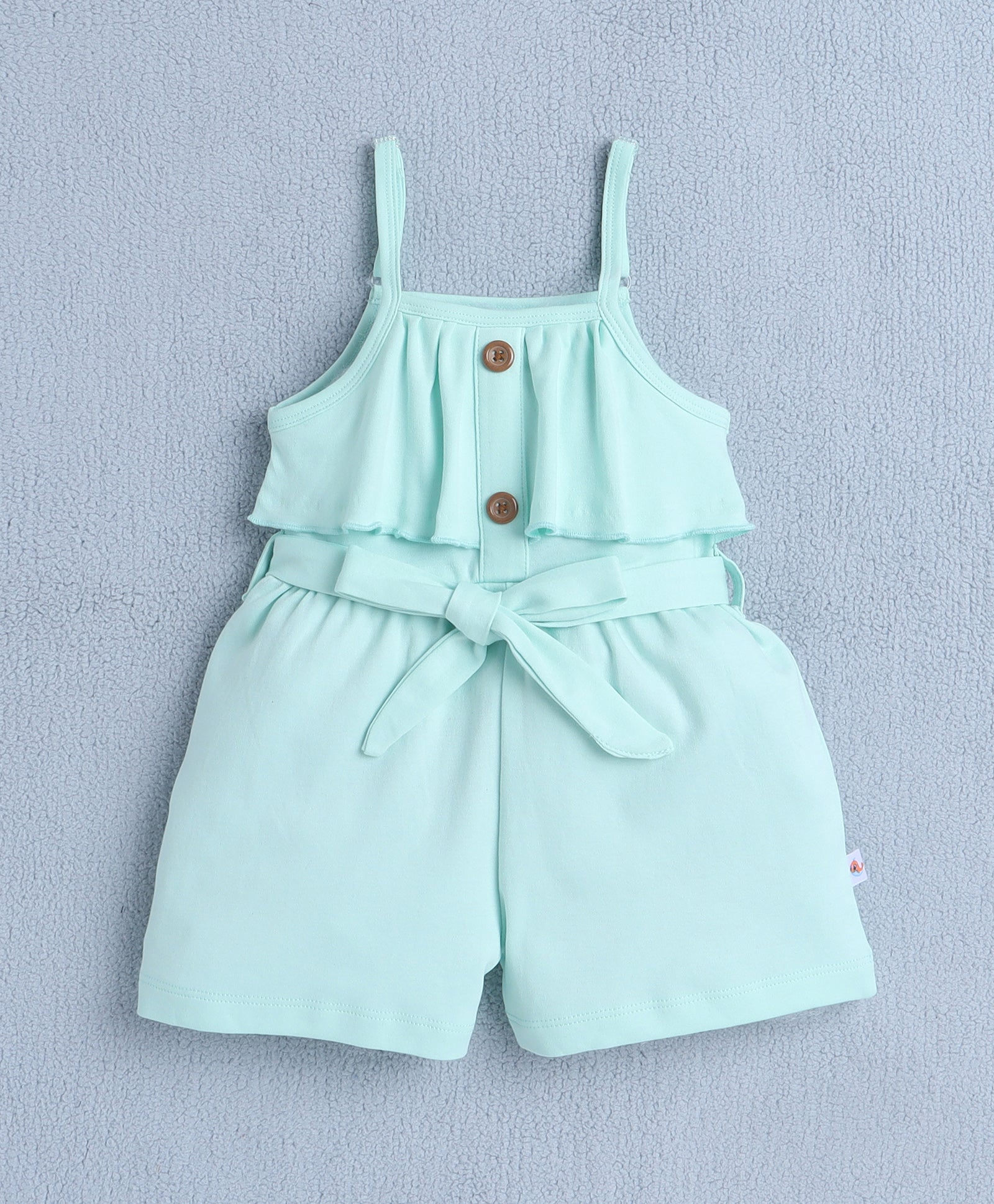 Girls 100% Cotton Frill Detailing Jumpsuit - Mint Green