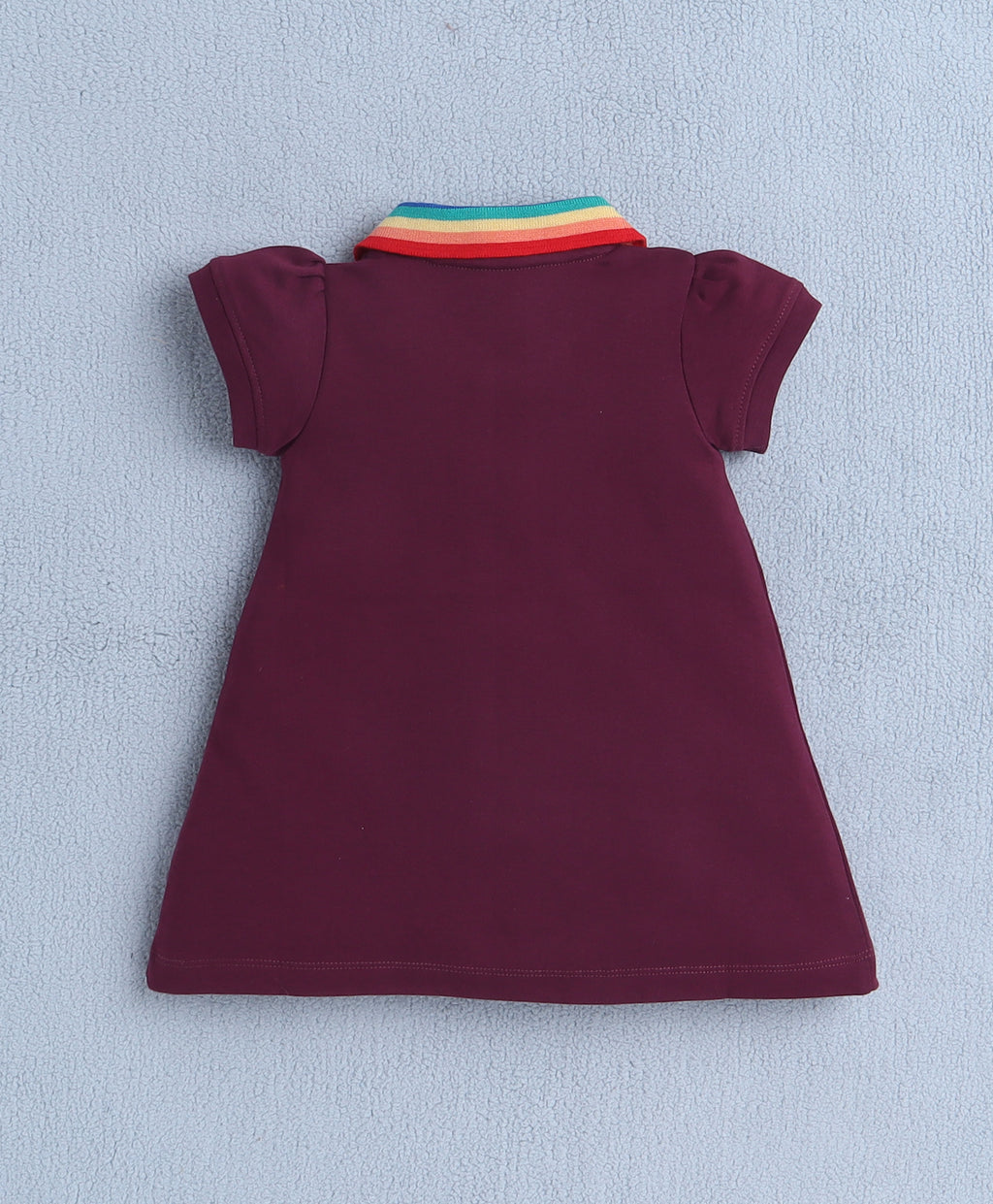 Bumzee Wine Embroidered Frock, Cap Sleeves, 100% Cotton