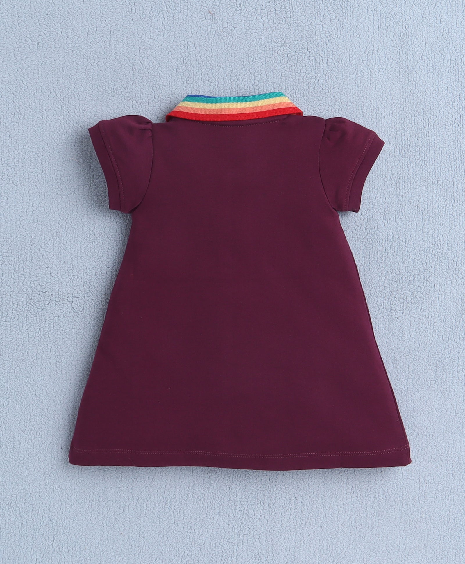 Wine Girls Cap Sleeves Cotton Frock