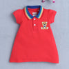 Red Girls Cap Sleeves Cotton Frock
