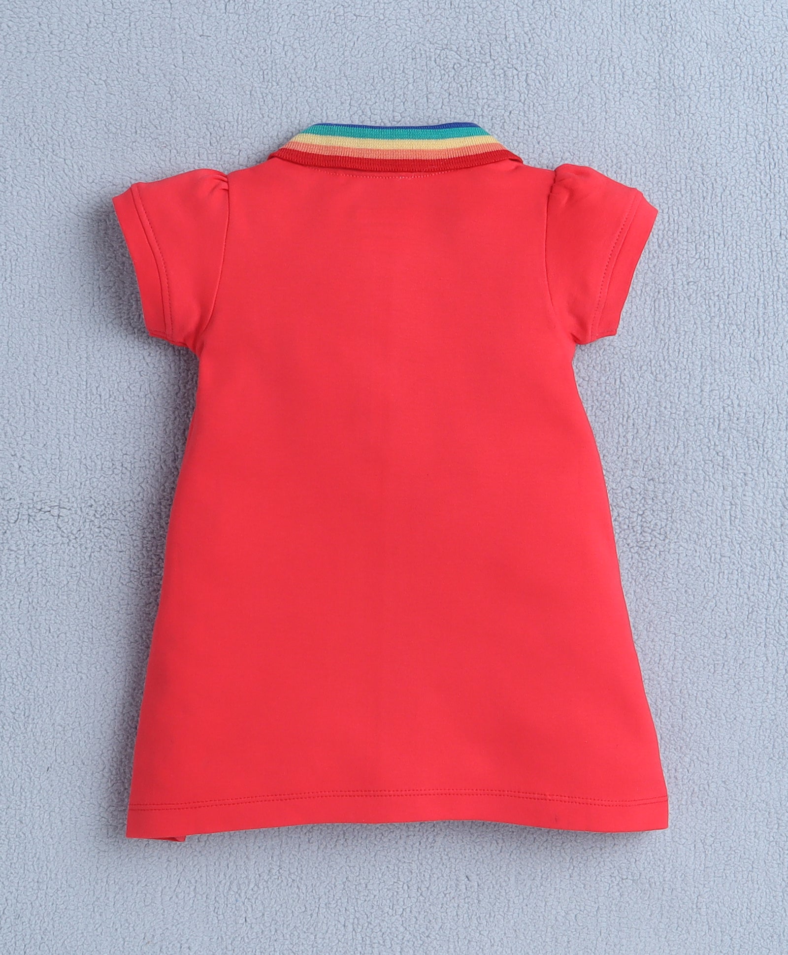 Red Girls Cap Sleeves Cotton Frock
