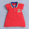 Red Girls Cap Sleeves Cotton Frock