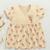 Beige Girls Cap Sleeves Cotton Knee Length Frock