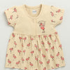 Beige Girls Cap Sleeves Cotton Knee Length Frock