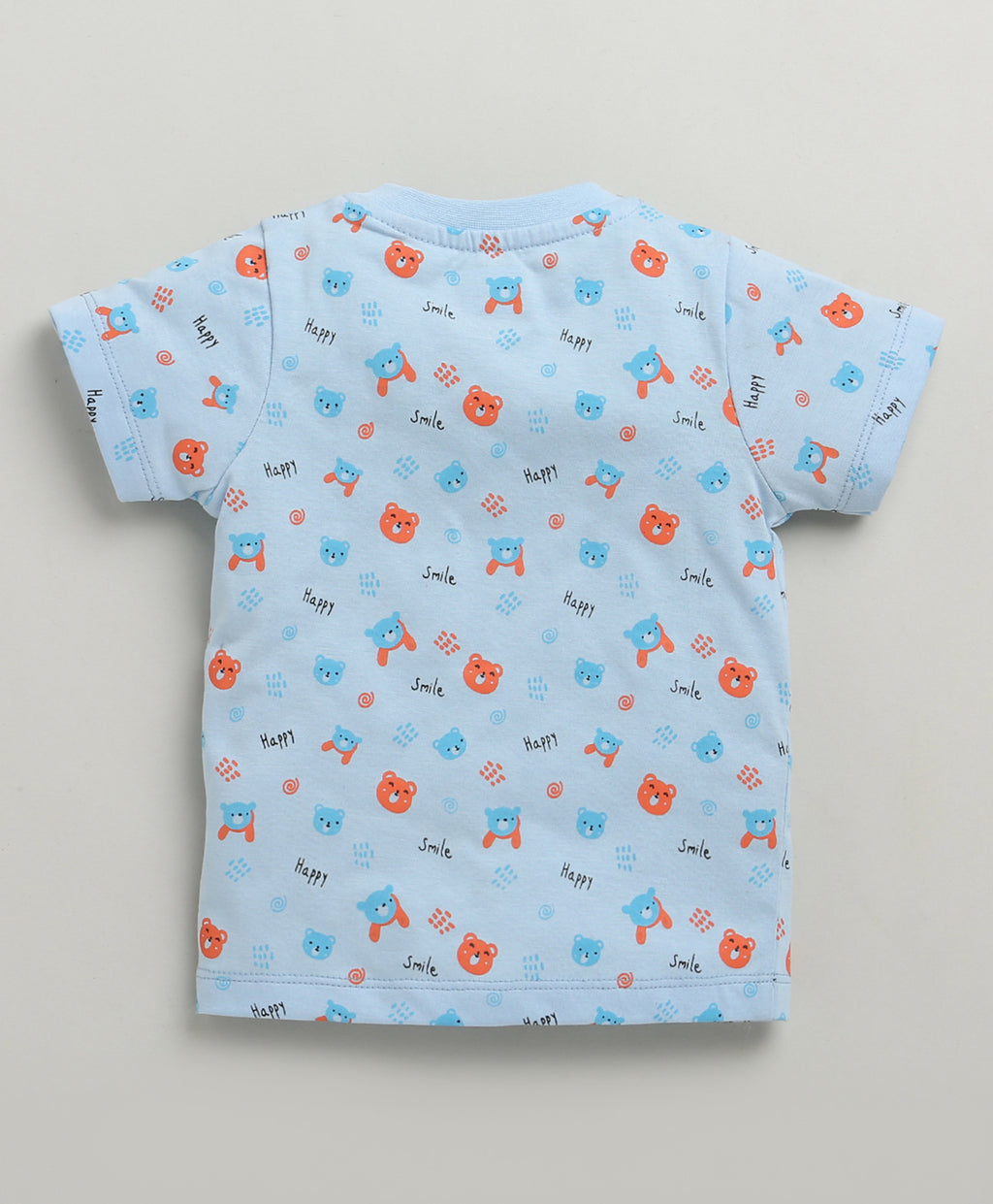 Bumzee Sky Blue Animal Print Jabla & Short Set, Half Sleeves, 100% Cotton (Style Peb10195)