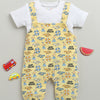 Boys 100% Cotton Animal Dungaree Set - Yellow & White