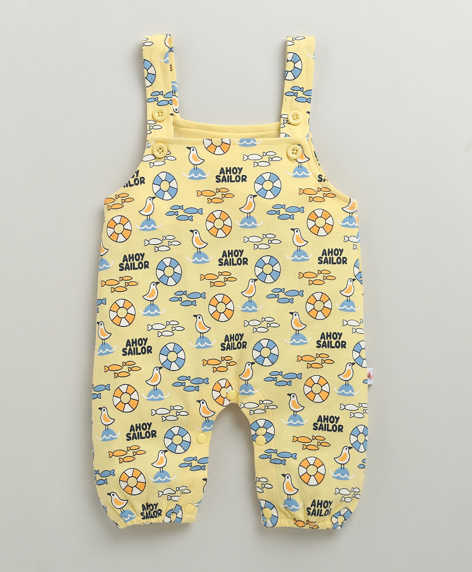 Boys 100% Cotton Animal Dungaree Set - Yellow & White