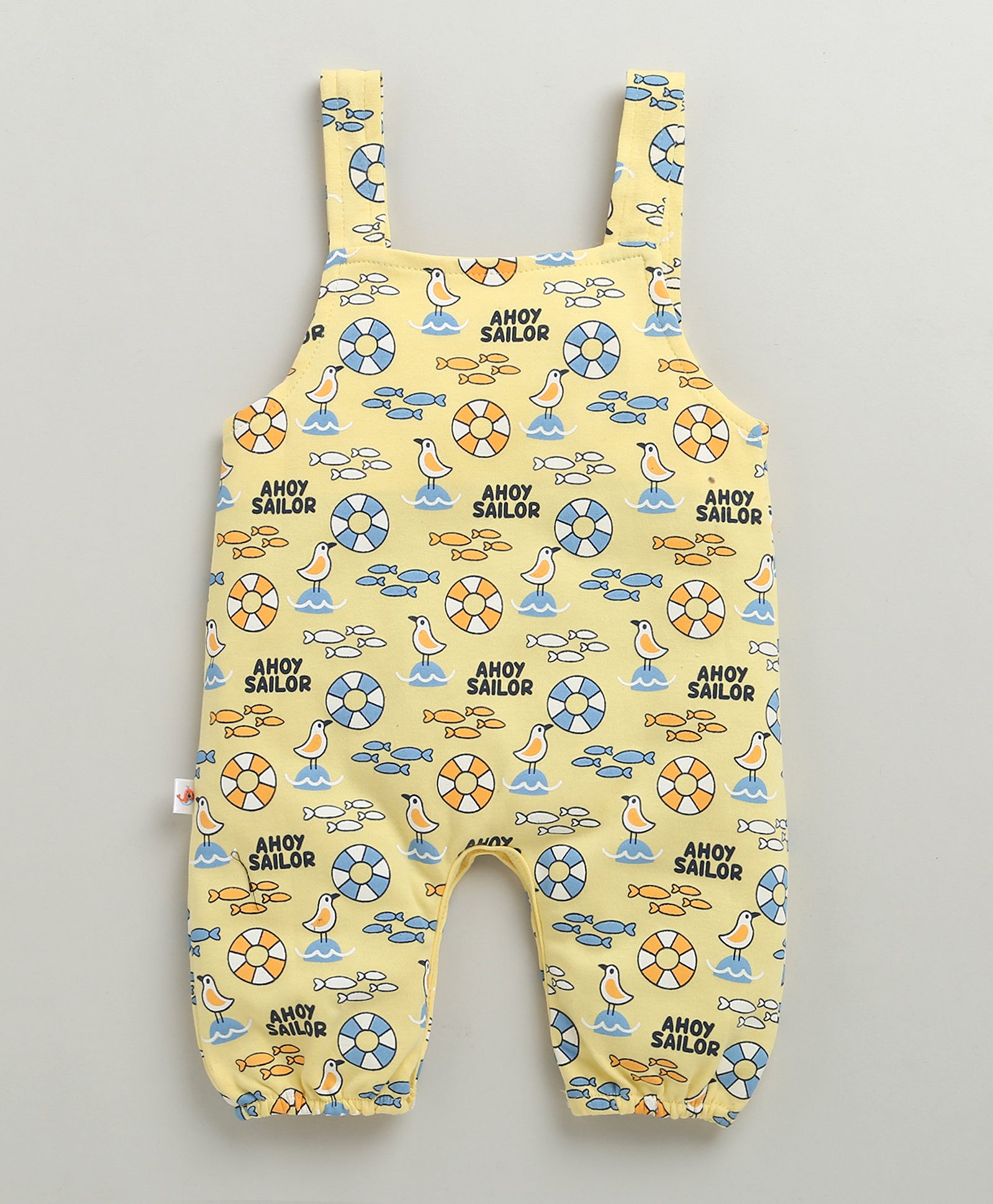 Boys 100% Cotton Animal Dungaree Set - Yellow & White
