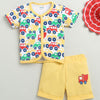 BUMZEE White & Yellow Baby Boys Half Sleeves Jabla & Short Set