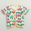 BUMZEE White & Yellow Baby Boys Half Sleeves Jabla & Short Set