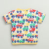 BUMZEE White & Yellow Baby Boys Half Sleeves Jabla & Short Set
