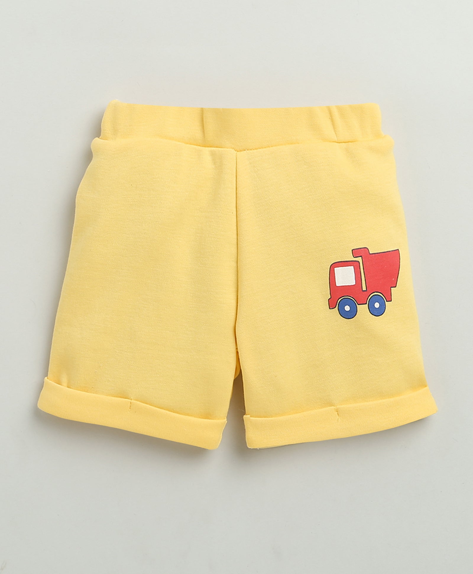 BUMZEE White & Yellow Baby Boys Half Sleeves Jabla & Short Set