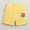BUMZEE White & Yellow Baby Boys Half Sleeves Jabla & Short Set