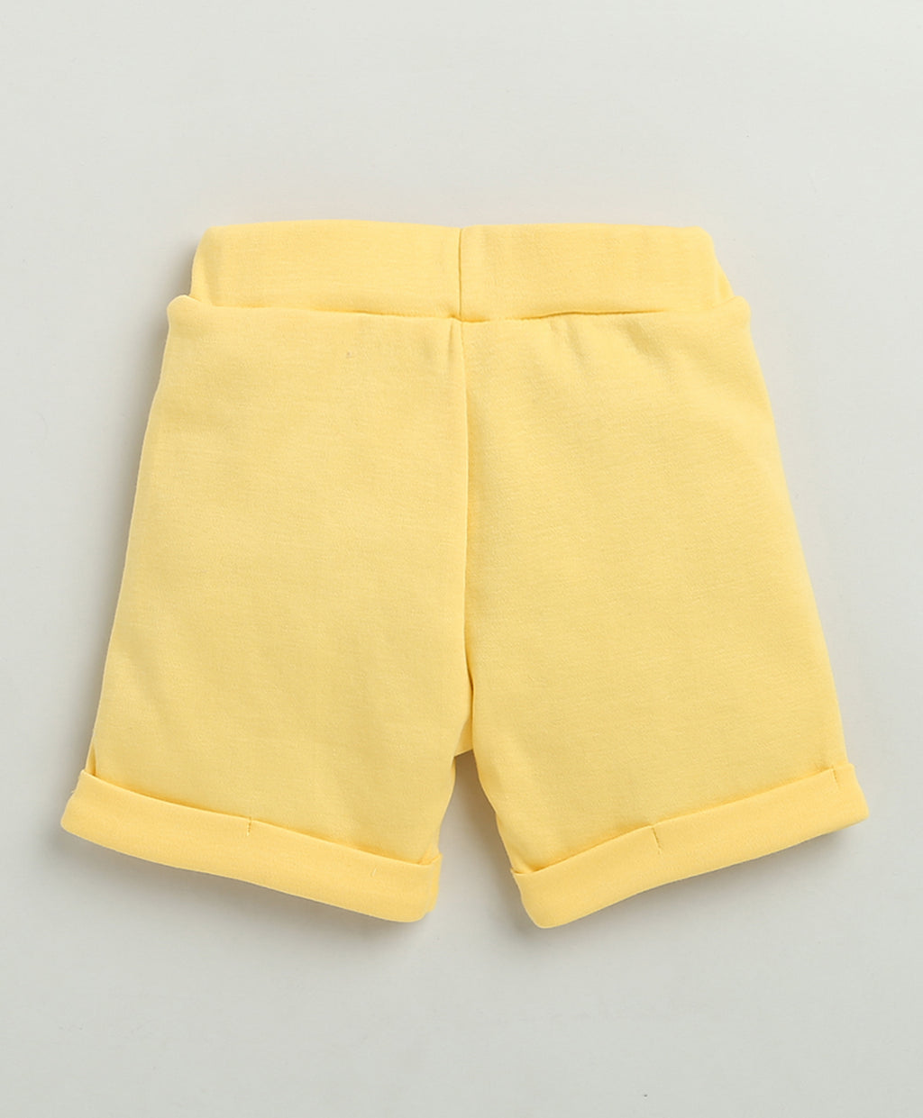 Bumzee White & Yellow Graphic Print Jabla & Short Set, Half Sleeves, 100% Cotton