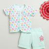 BUMZEE White & Mint Green Baby Boys Half Sleeves Jabla & Short Set
