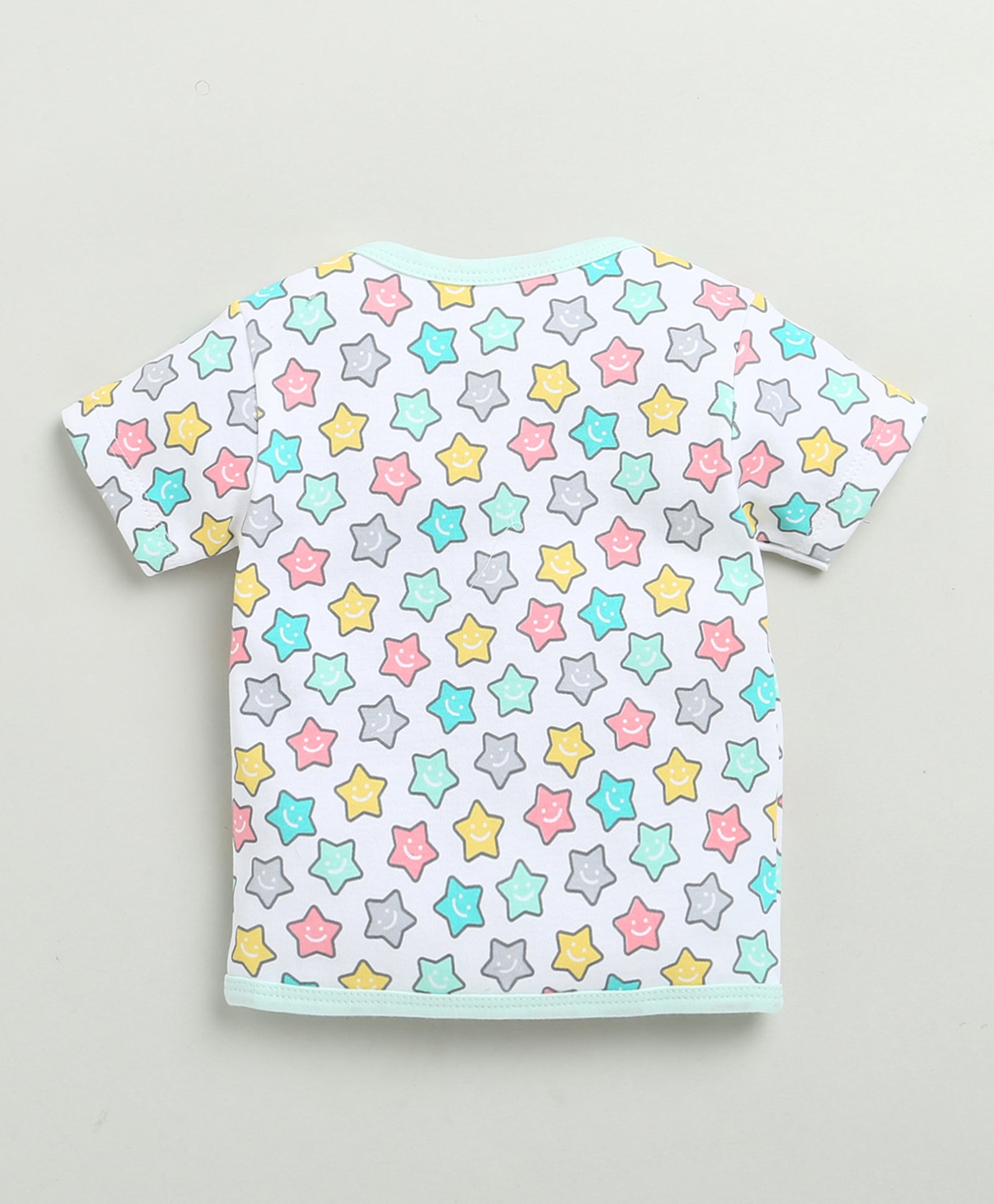 BUMZEE White & Mint Green Baby Boys Half Sleeves Jabla & Short Set