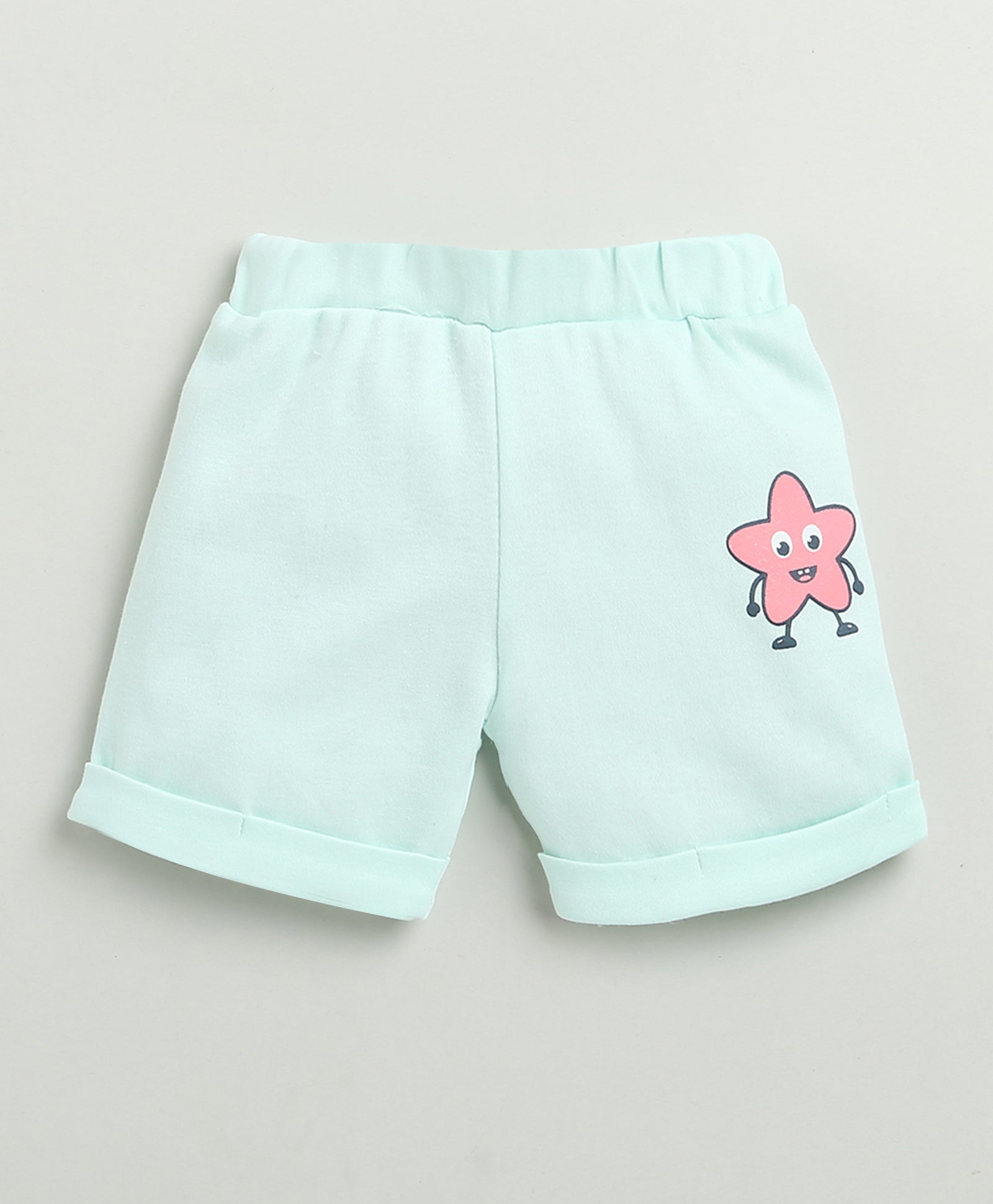 BUMZEE White & Mint Green Baby Boys Half Sleeves Jabla & Short Set