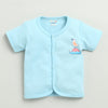 BUMZEE Sky Blue & White Baby Boys Half Sleeves Jabla & Short Set