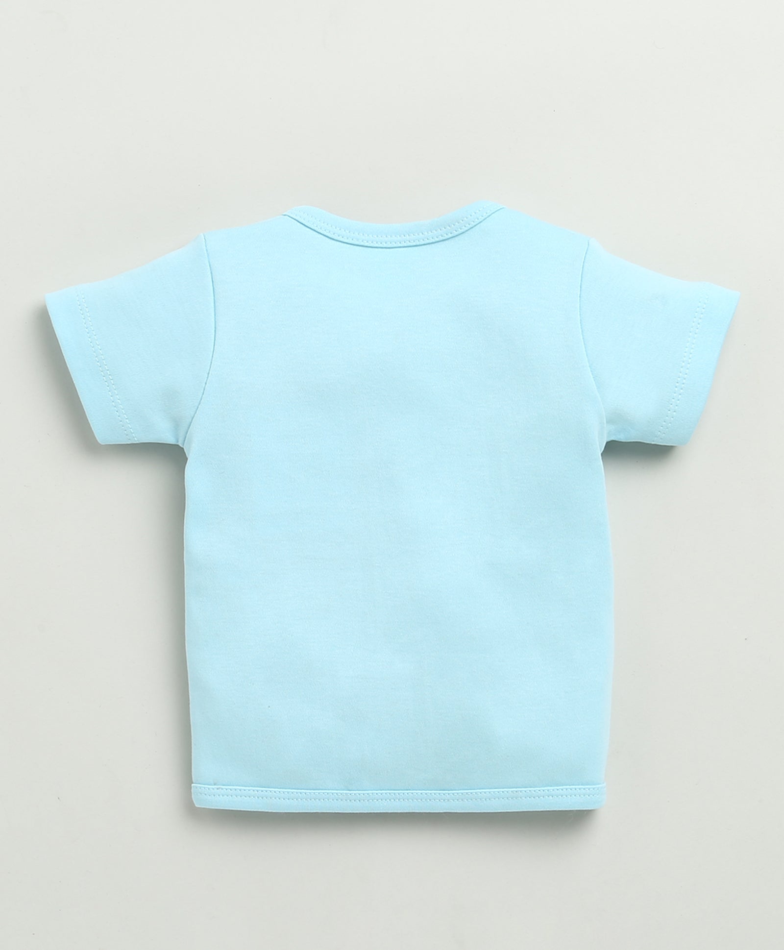 BUMZEE Sky Blue & White Baby Boys Half Sleeves Jabla & Short Set