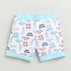 BUMZEE Sky Blue & White Baby Boys Half Sleeves Jabla & Short Set