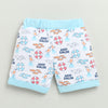 BUMZEE Sky Blue & White Baby Boys Half Sleeves Jabla & Short Set