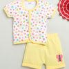 BUMZEE White & Yellow Baby Girls Half Sleeves Jabla & Short Set
