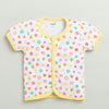 BUMZEE White & Yellow Baby Girls Half Sleeves Jabla & Short Set
