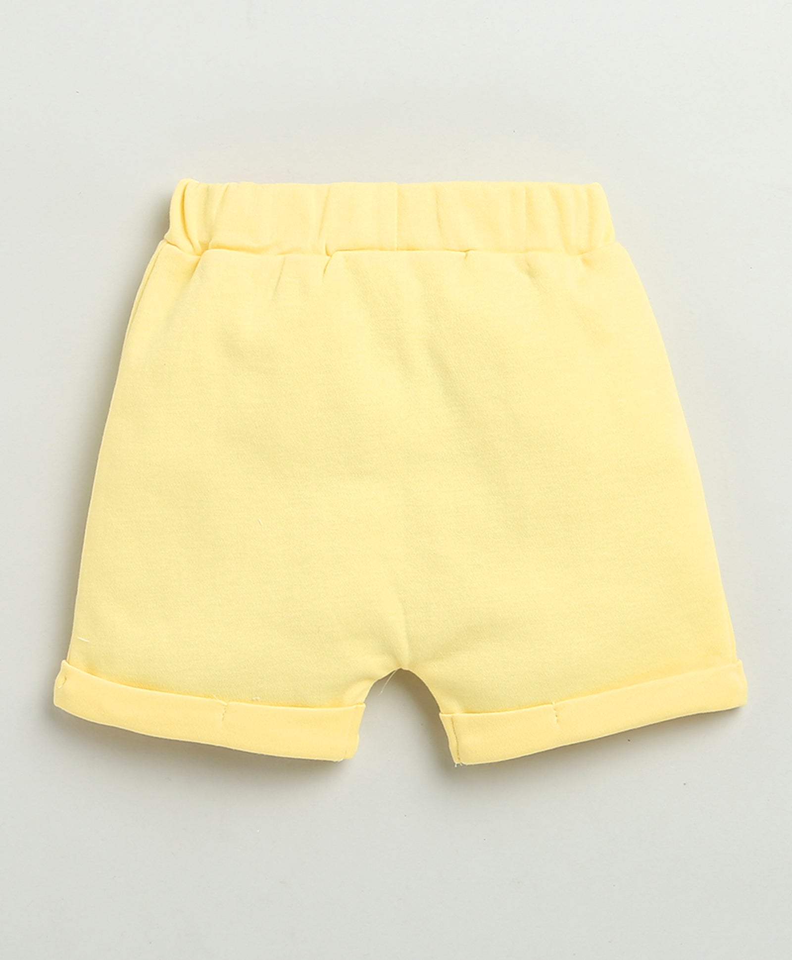 BUMZEE White & Yellow Baby Girls Half Sleeves Jabla & Short Set