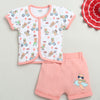BUMZEE White & Peach Baby Girls Half Sleeves Jabla & Short Set