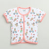 BUMZEE White & Peach Baby Girls Half Sleeves Jabla & Short Set