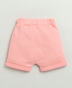 Bumzee White & Peach Animal Print Jabla & Short Set, Half Sleeves, 100% Cotton