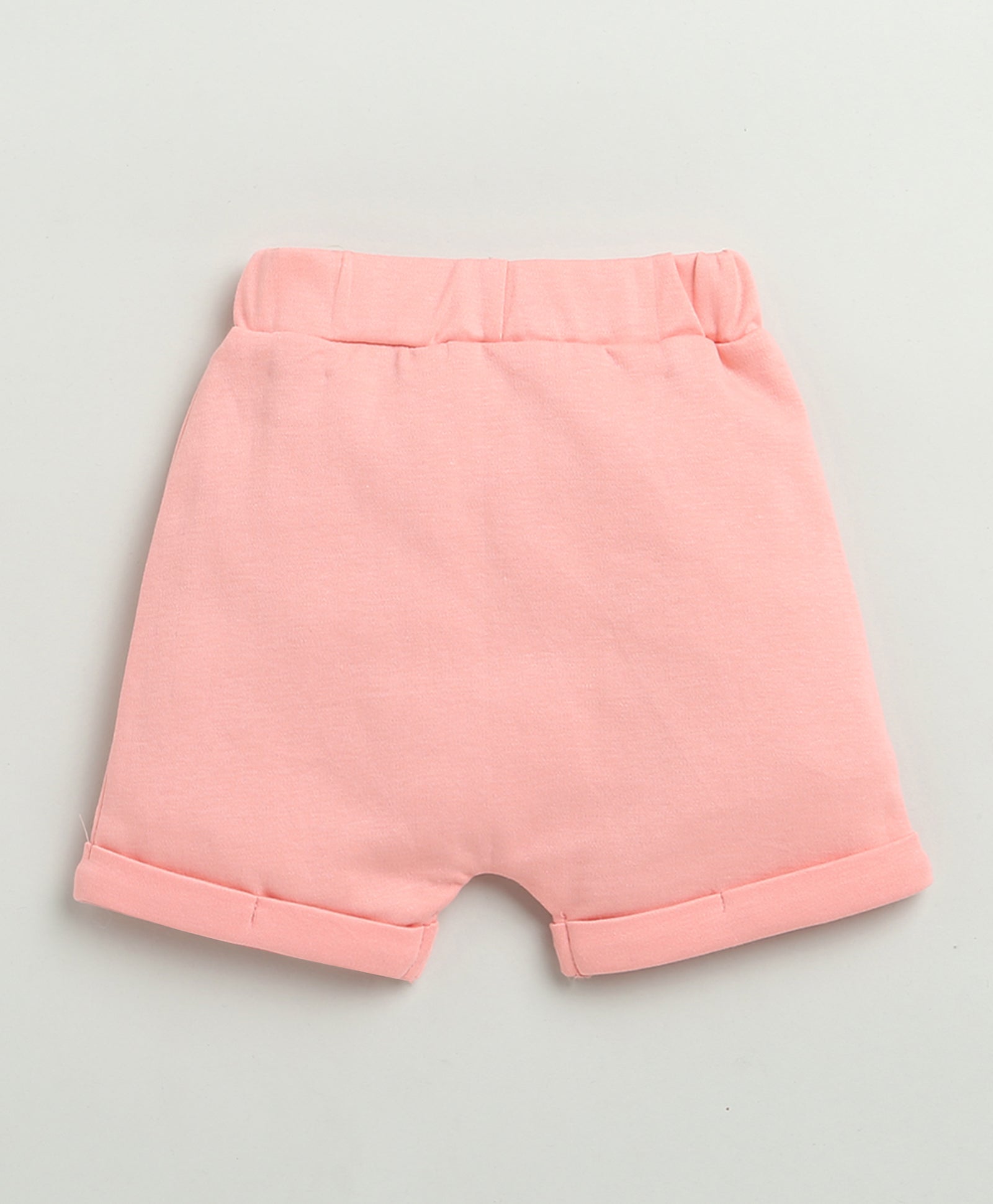BUMZEE White & Peach Baby Girls Half Sleeves Jabla & Short Set