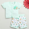 BUMZEE Mint Green & White Baby Girls Half Sleeves Jabla & Short Set