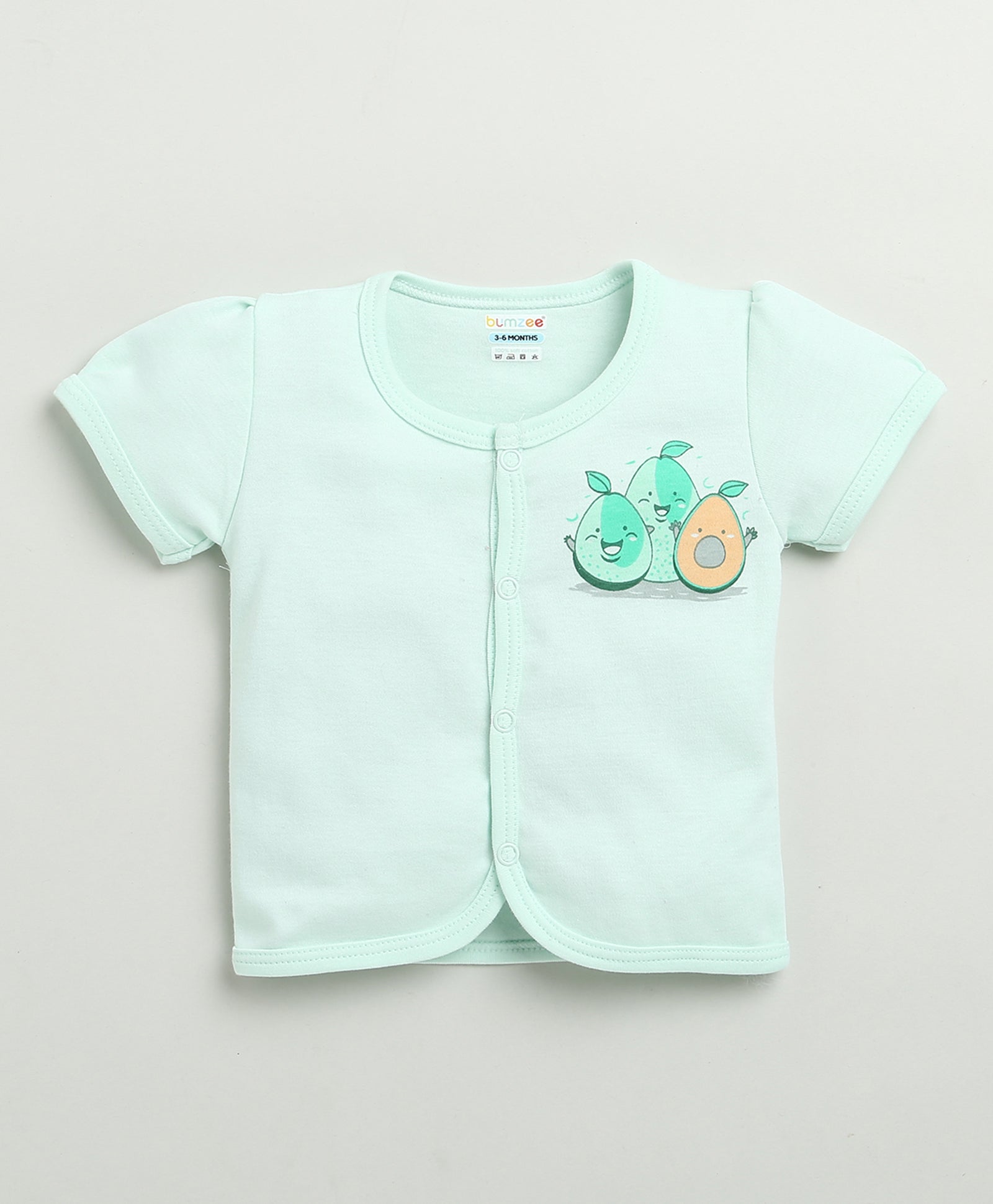 BUMZEE Mint Green & White Baby Girls Half Sleeves Jabla & Short Set
