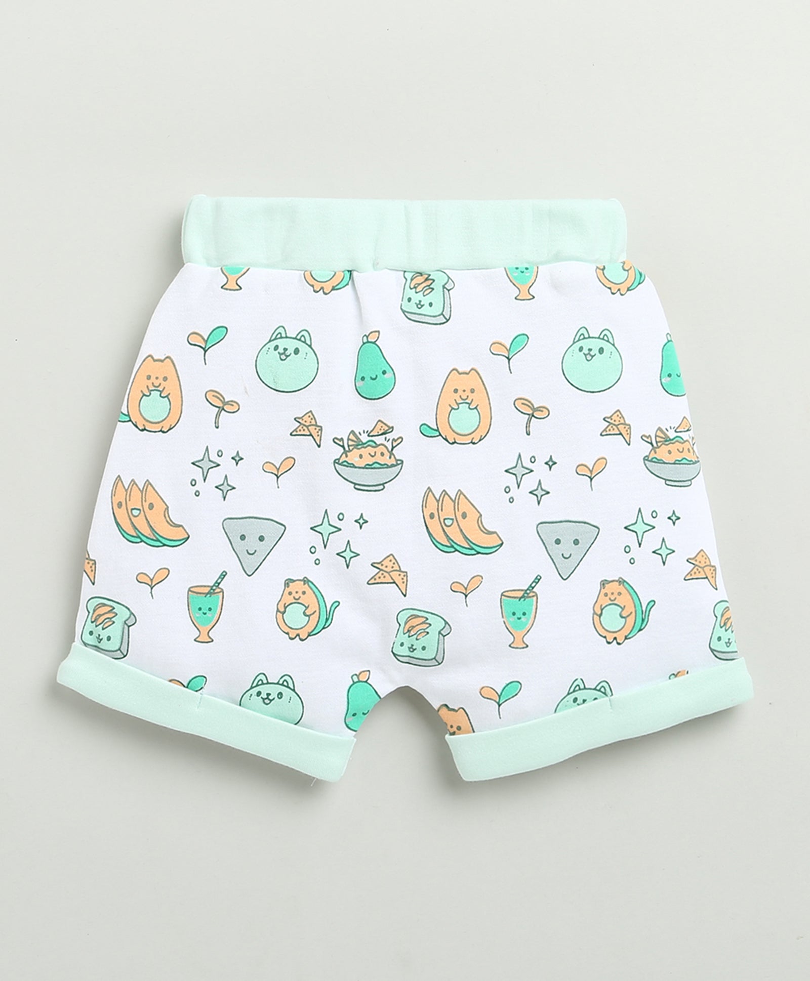 BUMZEE Mint Green & White Baby Girls Half Sleeves Jabla & Short Set