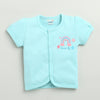 BUMZEE Sky Blue & White Baby Girls Half Sleeves Jabla & Short Set