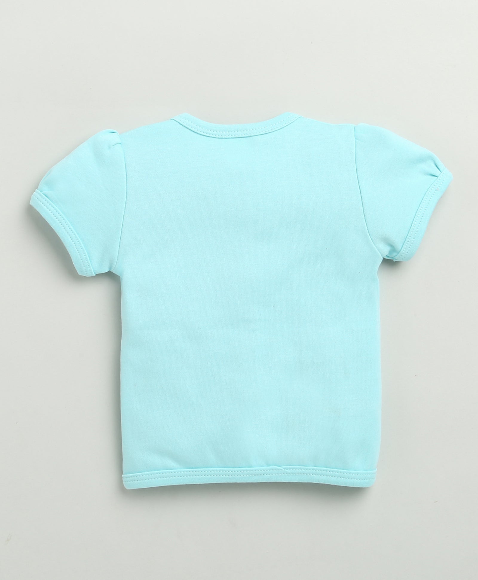 BUMZEE Sky Blue & White Baby Girls Half Sleeves Jabla & Short Set