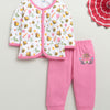 Girls 100% Cotton Floral Jabla & Pyjama Set - White & Pink