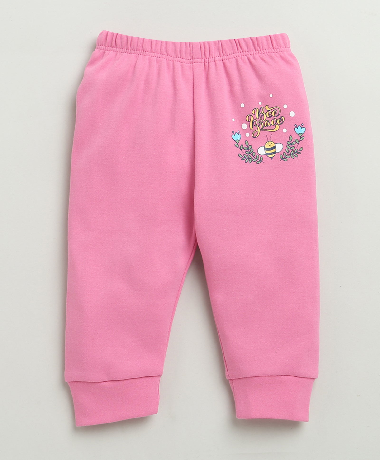 Girls 100% Cotton Floral Jabla & Pyjama Set - White & Pink