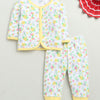 Girls 100% Cotton Floral Jabla & Pyjama Set - White & Yellow