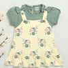 Girls 100% Cotton Floral Frocks - Yellow & Green