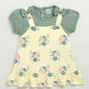 Girls 100% Cotton Floral Frocks - Yellow & Green