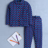 Girls 100% Cotton Polka Dots Nightsuit - Navy